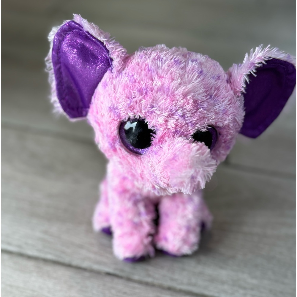 TY Beanie Boos Eva~ Pink Purple Elephant Purple Glitter Eyes Stuffed Plush   807